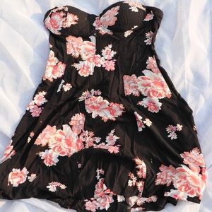 American Eagle Floral Mini Strapless Dress